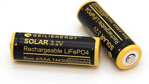 Miniatura 5 de Paquete de 16 baterías solares recargables de litio LiFePO4 de 45 AA (no tamaño AA) 14430 3.2 V 500 mAh LiFePO4 para luces solares al aire libre