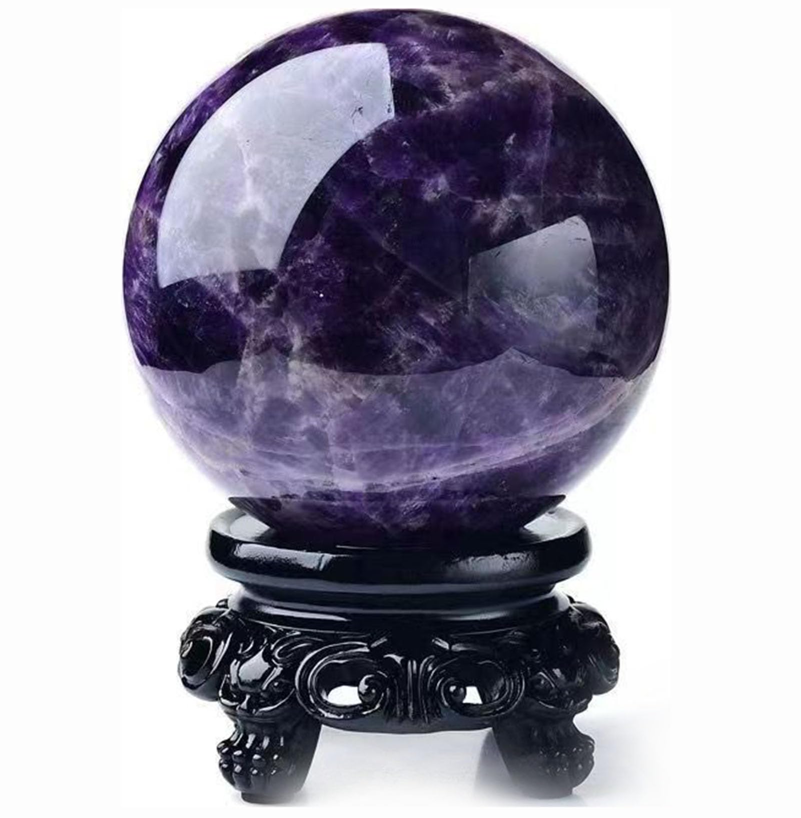 Zooeeyll Amethyst Crystal Sphere Hand-Polished for Calm,Feng Shui Ball