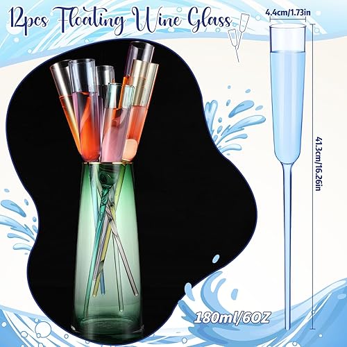 Miniatura 2 de 12 copas de champán flotantes de 6 onzas para piscina, copas de vino flotantes de acrílico, copas de cóctel con tallo largo para verano, playa,