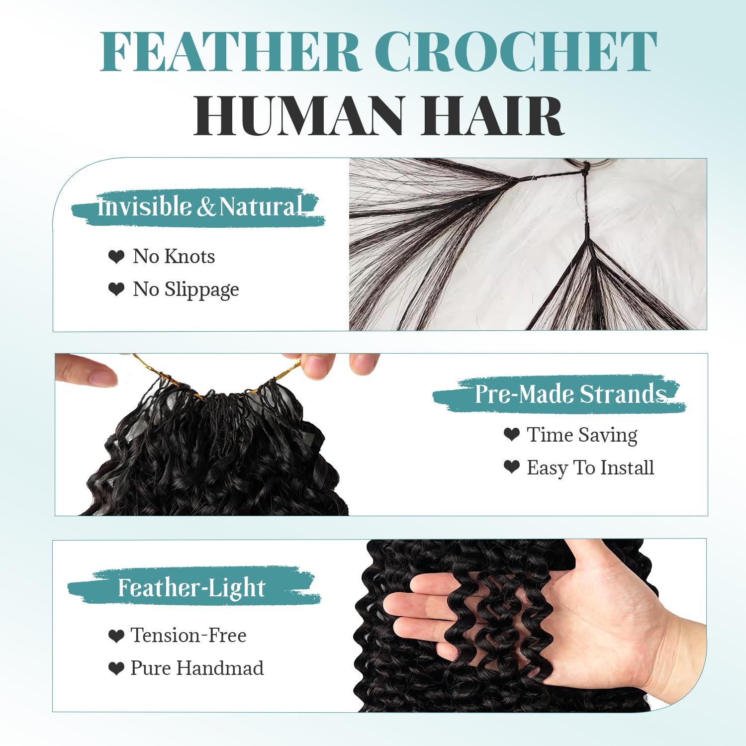 Pre-Separated Burmese Curly Human Hair Crochet Extensions