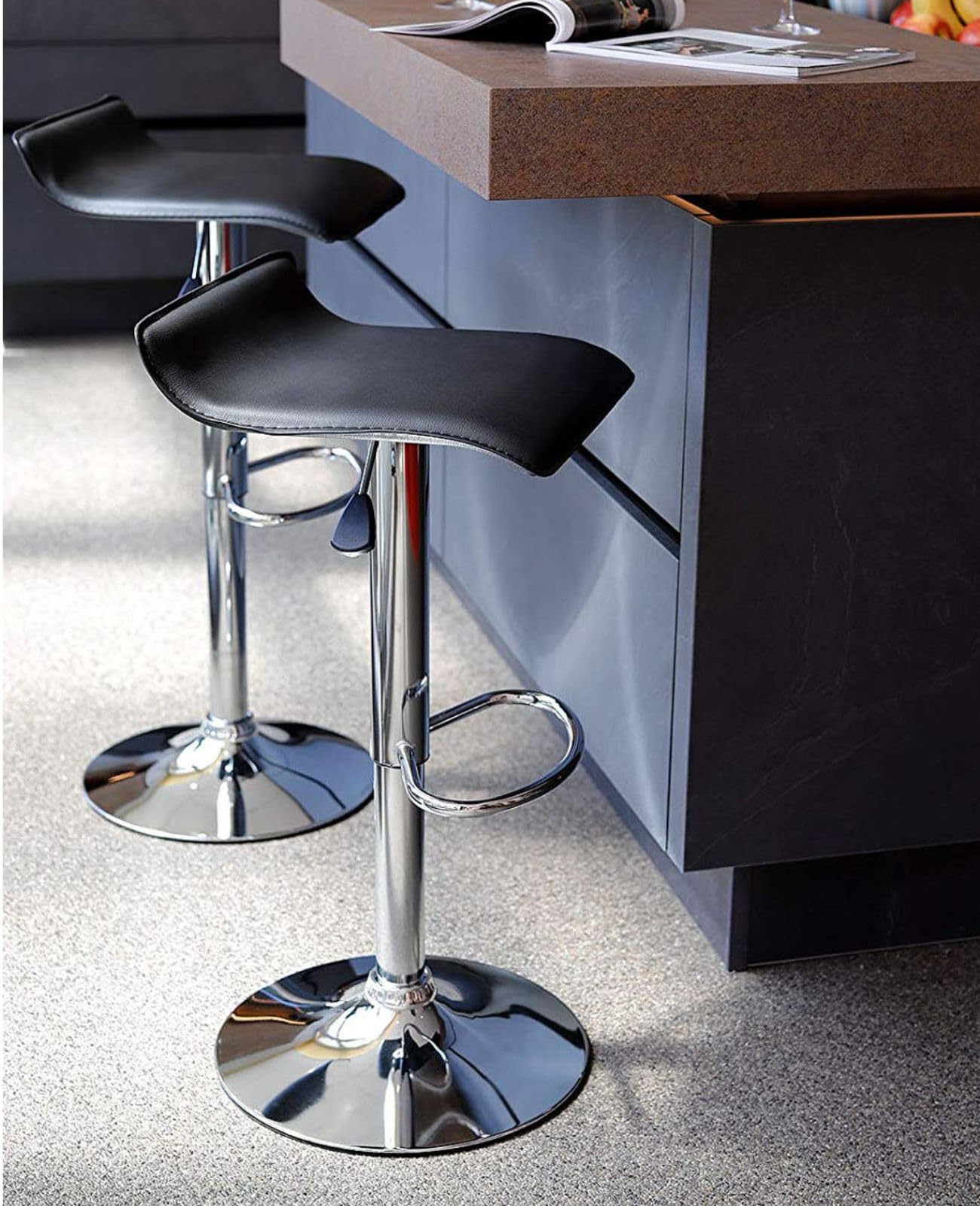 Dibea bc00885 barkruk set van 2 chroom pu kunstleer barstoel 360 ° draaibaar (model 6 zwart) - Meubels kopen? | Korting tot 38