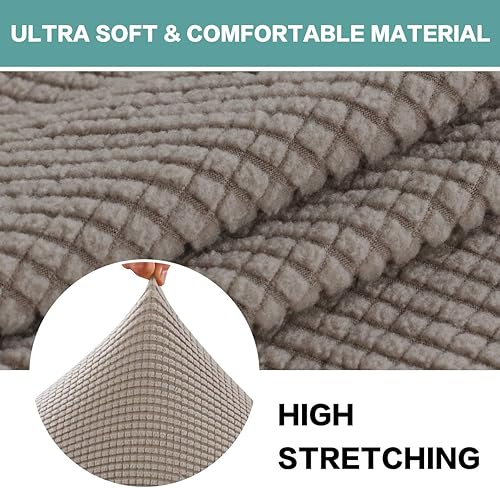 Miniatura 2 de Turquoize Funda elástica para silla con respaldo de ala, protector de muebles de 2 piezas con funda otomana, color gris pardo