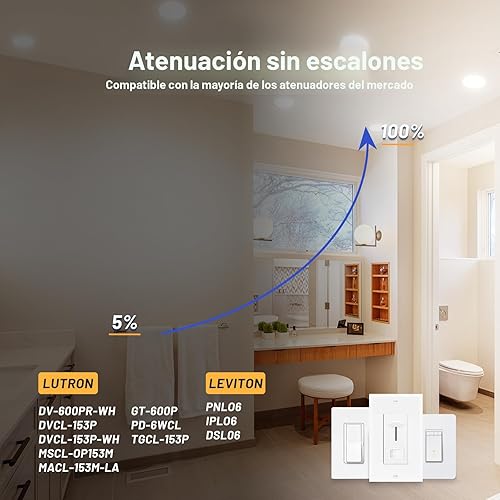 Miniatura 7 de Amico Paquete de 24 lámparas de techo empotrables LED ultrafinas 5CCT de 6 pulgadas con caja de conexiones, brillo de 1050 lm, luz descendente