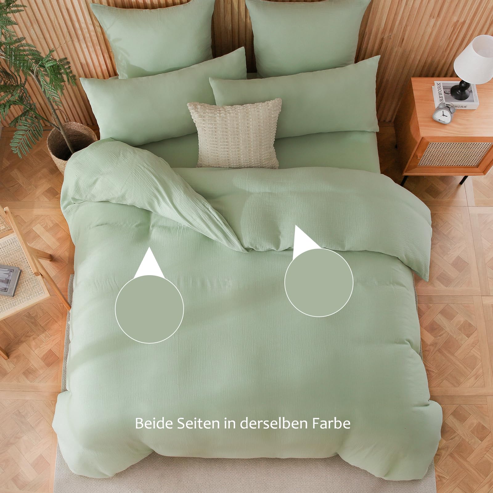 Musselin Bettwäsche 135x200 aus Baumwolle – 4 Teiliges Set, Atmungsaktive Sommer & Ganzjahres Bettwäsche, Luftdurchlässig und Feuchtigkeitsregulierend, Weich & Hautfreundlich, mit Reißverschluss