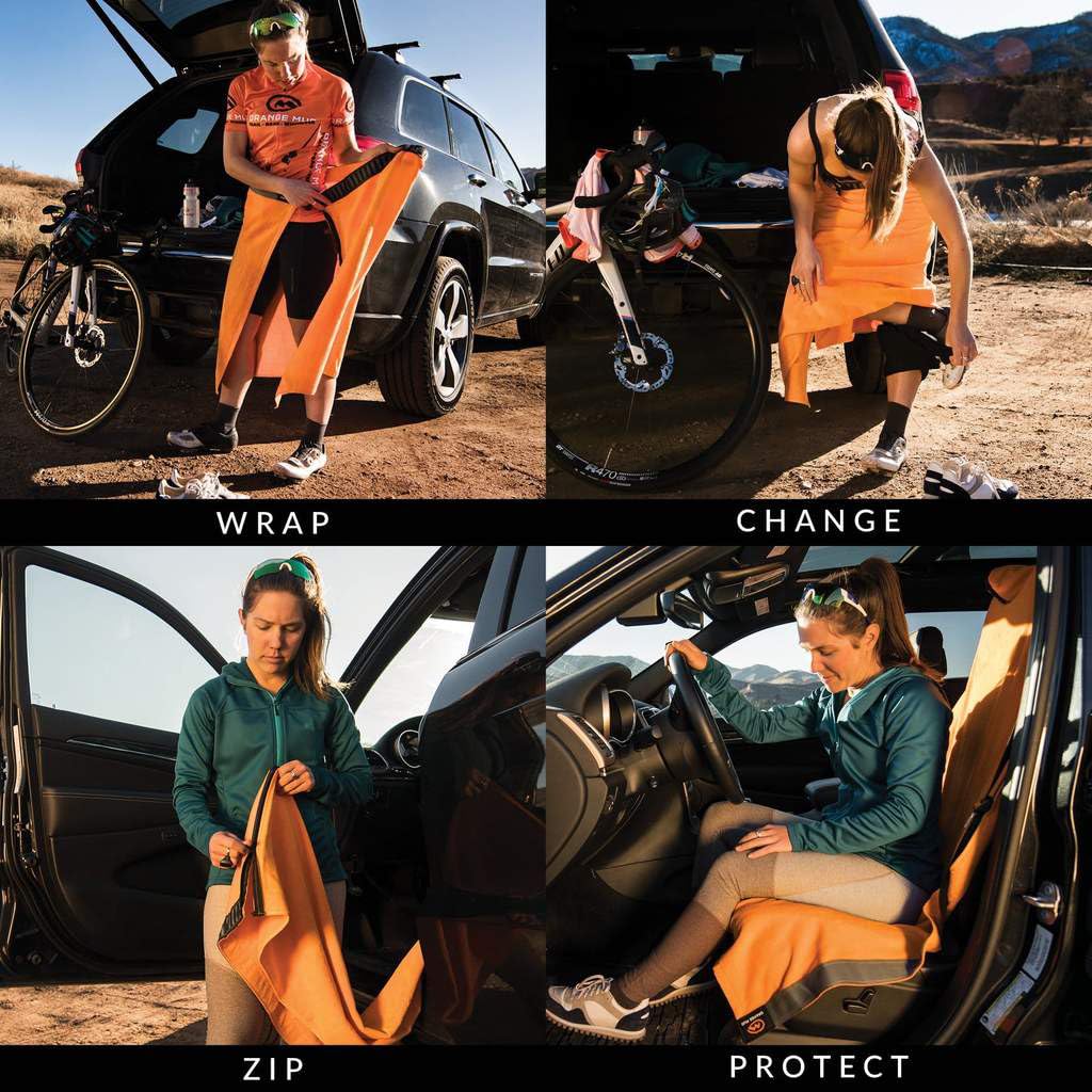 Orange Mud 3in1 Transition Wrap 2.0, Sporthandtuch + Autositz-Cover + Umzieh-Hilfe, Farbe orange