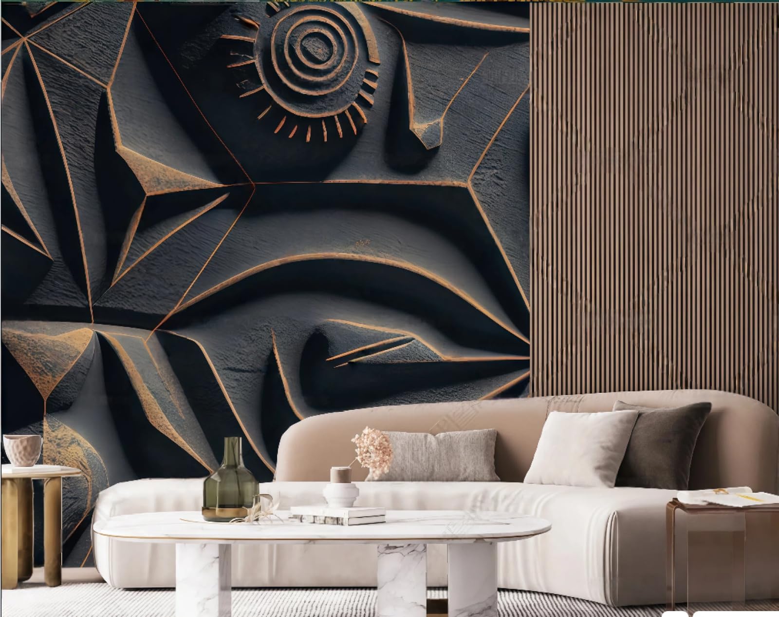 Tapeta trójwymiarowa abstrakcyjna hieroglificzna tłoczenie skała marmur wzór telewizora sofa tło ściana tapeta salon restauracja kawiarnia mural, 3D, 250 x 175 cm
