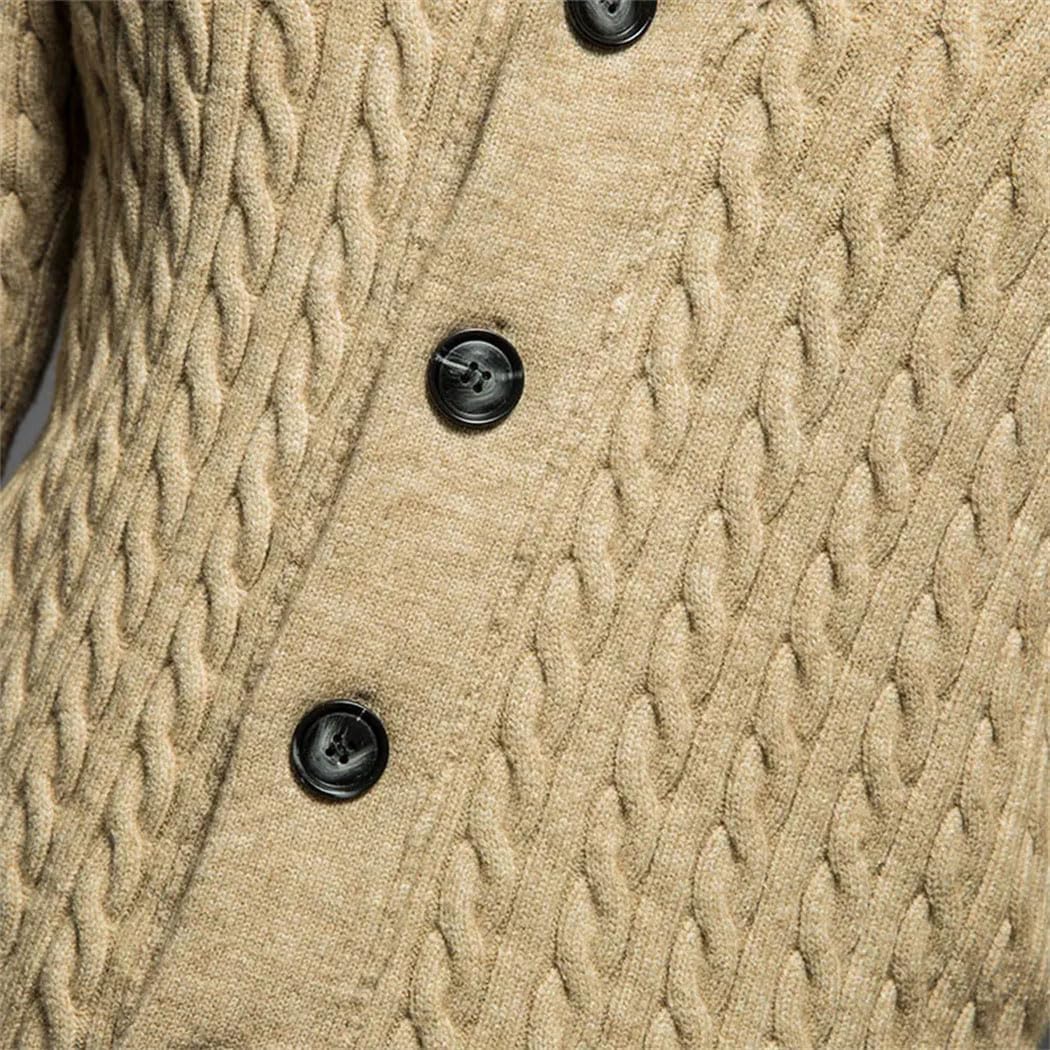 Men's Plus Size Wool Cable Knitted Cardigan Sweater Winter Thick Business Casual Gentleman Coat