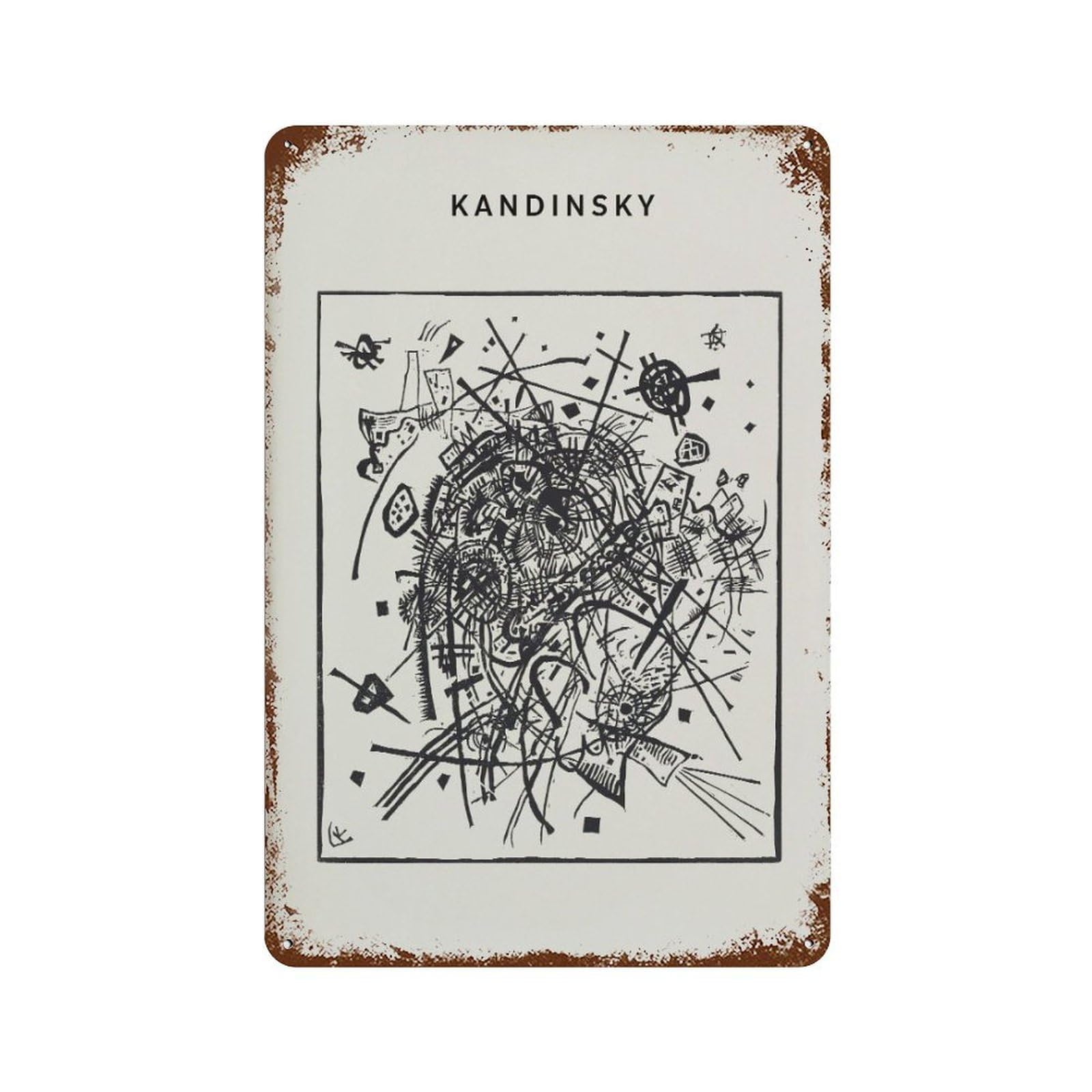 xiaoxiaoshen Kandinsky Black And White Abstract Expressionism Wall Decor Art Metal Tin Poster Modern Home Decor Art Home Bar Shop Decorations Vintage Sign 30x20cm