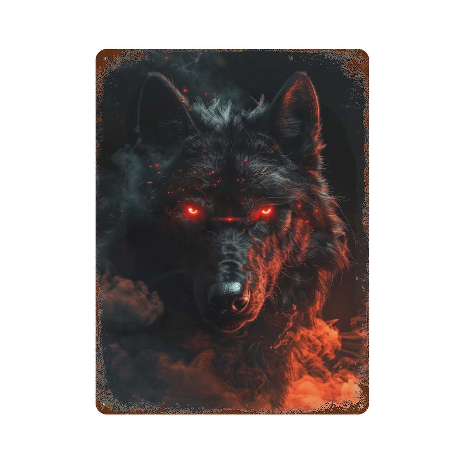 Dangerous Black Wolf Vintage Metal Tin Sign 15.7"x11.8", Novelty Wall Decor for Garage, Pub Or Kitchen