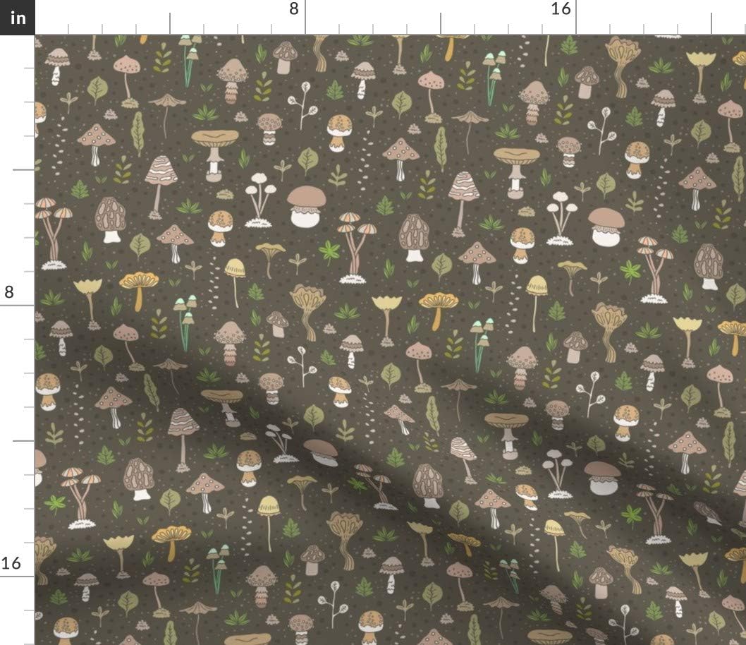 Spoonflower Fabric - Mushroom Pattern Mushrooms Nature Cute Food Summer Autumn Printed on Petal Signature Cotton Fabric by The Yard - Sewing Quilting Apparel Crafts Decor