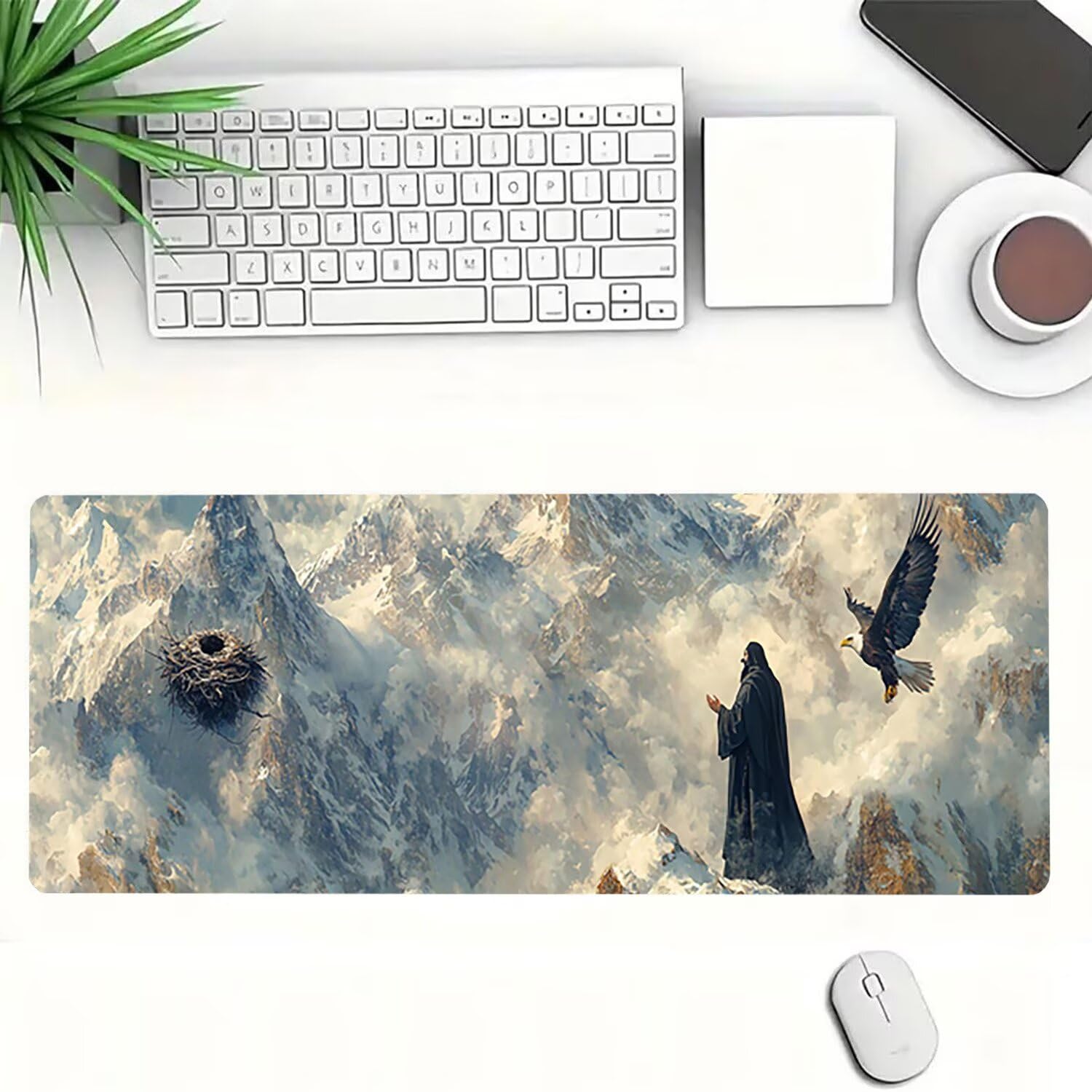 Podkładka pod mysz do gier XXL w dolinie krajobrazu, mata na biurko XXL - 1400 x 600 x 3 mm - pod ręką biurko, podkładka pod mysz dla graczy antypoślizgowa gumowa podkładka zszyte krawędzie, dla