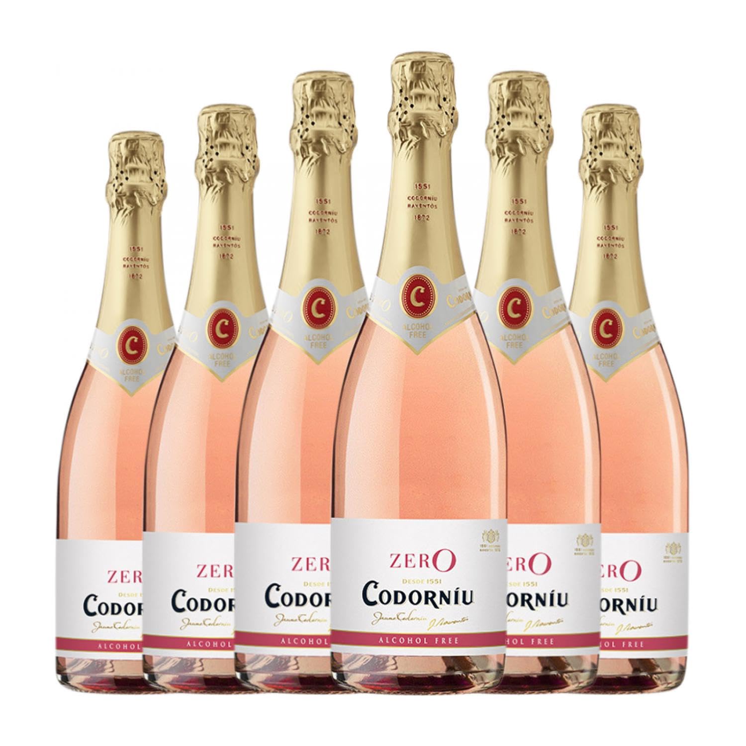 Codorníu Zero Rosé Sin Alcohol 75 cl Espumoso rosado (Caja de 6 Botellas de 75 cl)