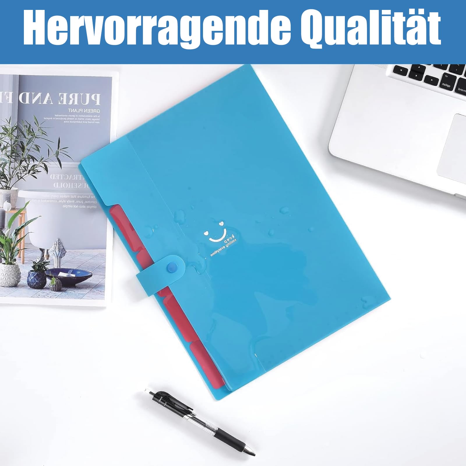 Expanding Folder A4, Expandable File Folder with 5 Compartments