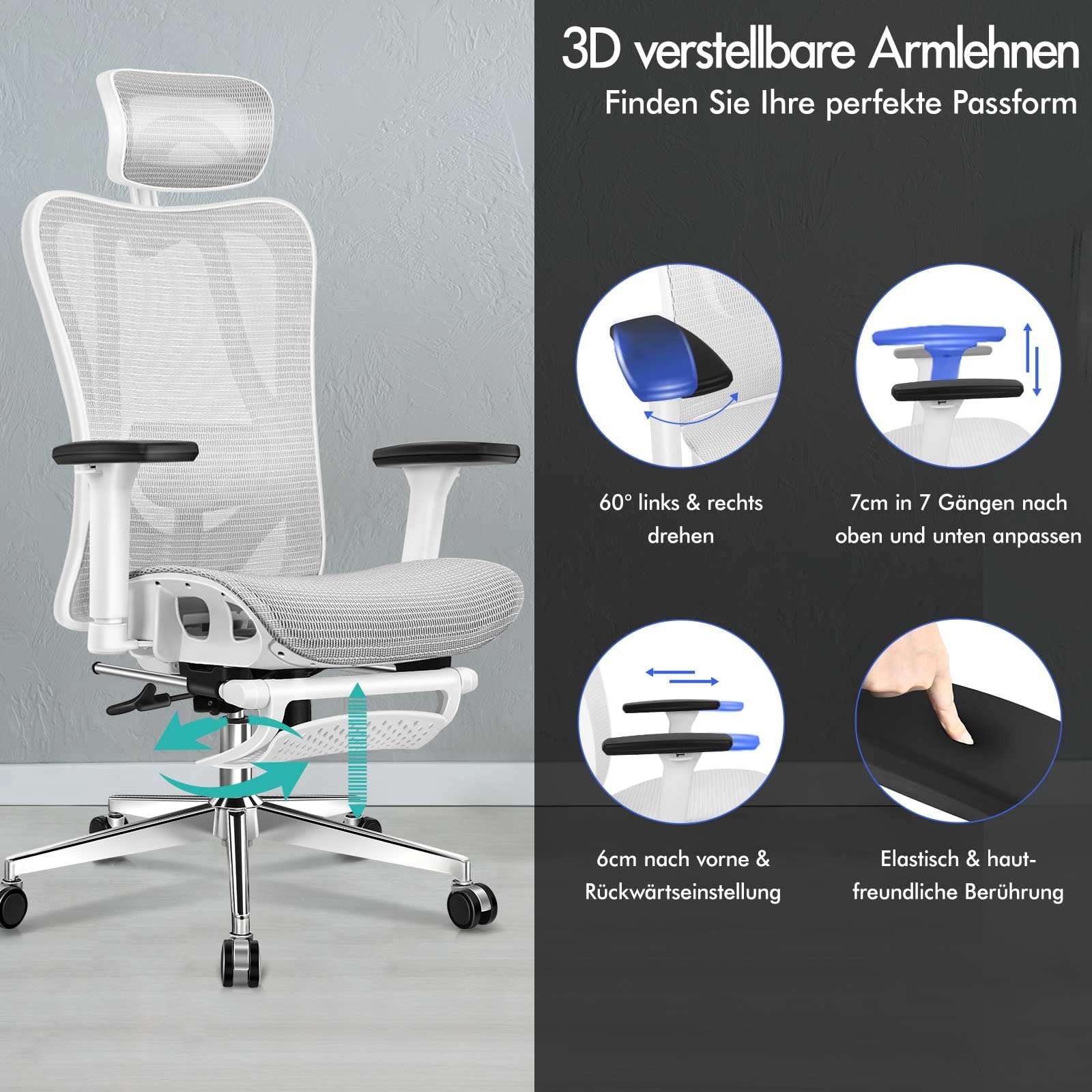ALFORDSON bureaustoel met massagefunctie, ergonomisch ontwerp met groot zitkussen, lendensteun, wielen voor soepele verplaatsing, kunstleer, bruin