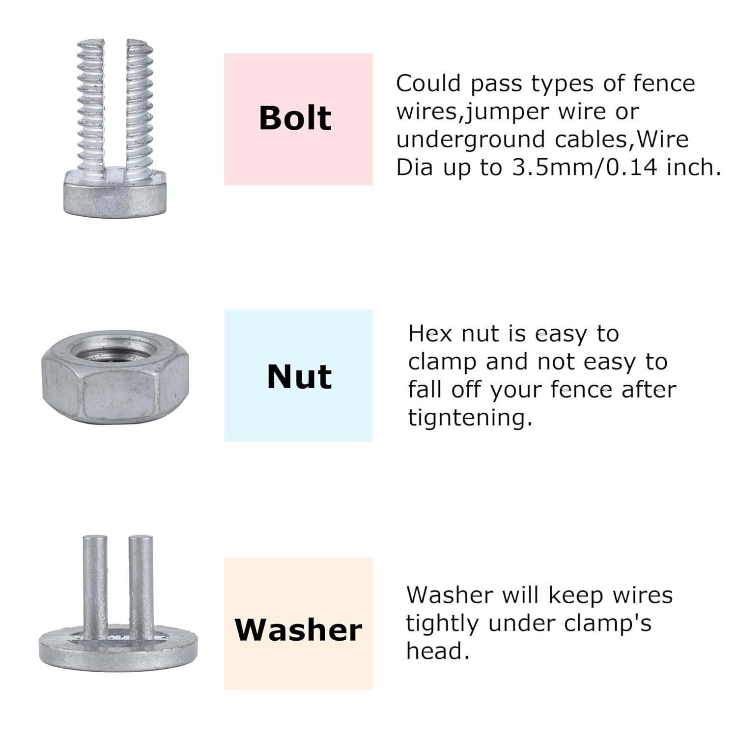 Split Bolt Joint Clamp Fence Clamp Line Clamps Wire Connectors for Multiple Electric Fence pack of 50