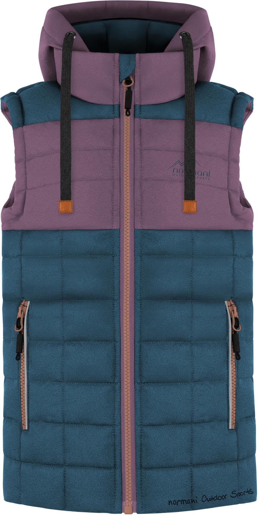 normani Kinder Winterweste Steppweste mit Kapuze Kapuzenweste Ärmellose Outdoor Weste mit Taschen