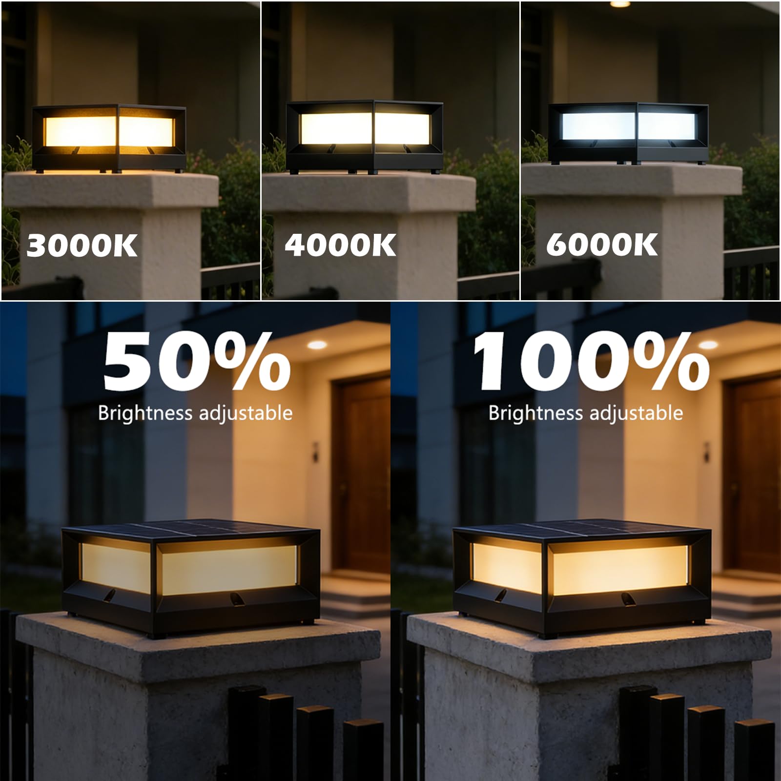 Sockelleuchte Außen Solar, LED Solar Wegeleuchte für Außen, IP65 Wasserdicht Solarleuchten Garten - Warmweiße - Pollerleuchte Gartenlampe aus Aluguss In Schwarz