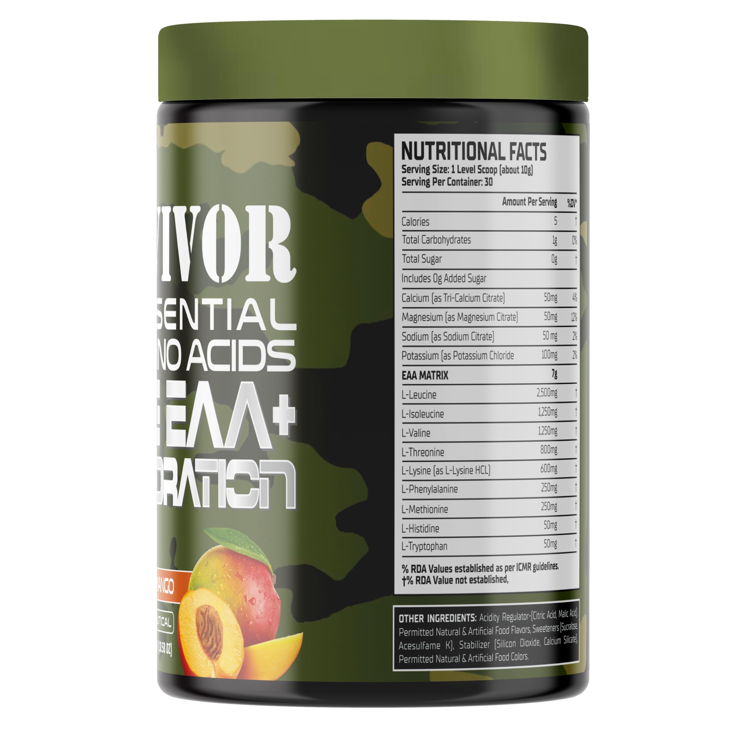 Warzone Survivor EAAs - Essential Amino Acids Supplement | 9 Amino Acids for Muscle Building, Strength & Recovery | Intra/Post Workout | 30 Servings | Peach Mango Flavor — Amazon image 3