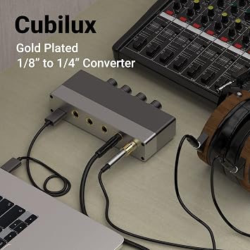 6.35mm to 3.5mm Audio Adapter, Gold Plated 1/4 Male to 1/8 Female TRS Stereo AUX Connector Converter for Guitar Keyboard Digital Piano Studio Monitor Amplifier Mixer Splitter, 3-Pack