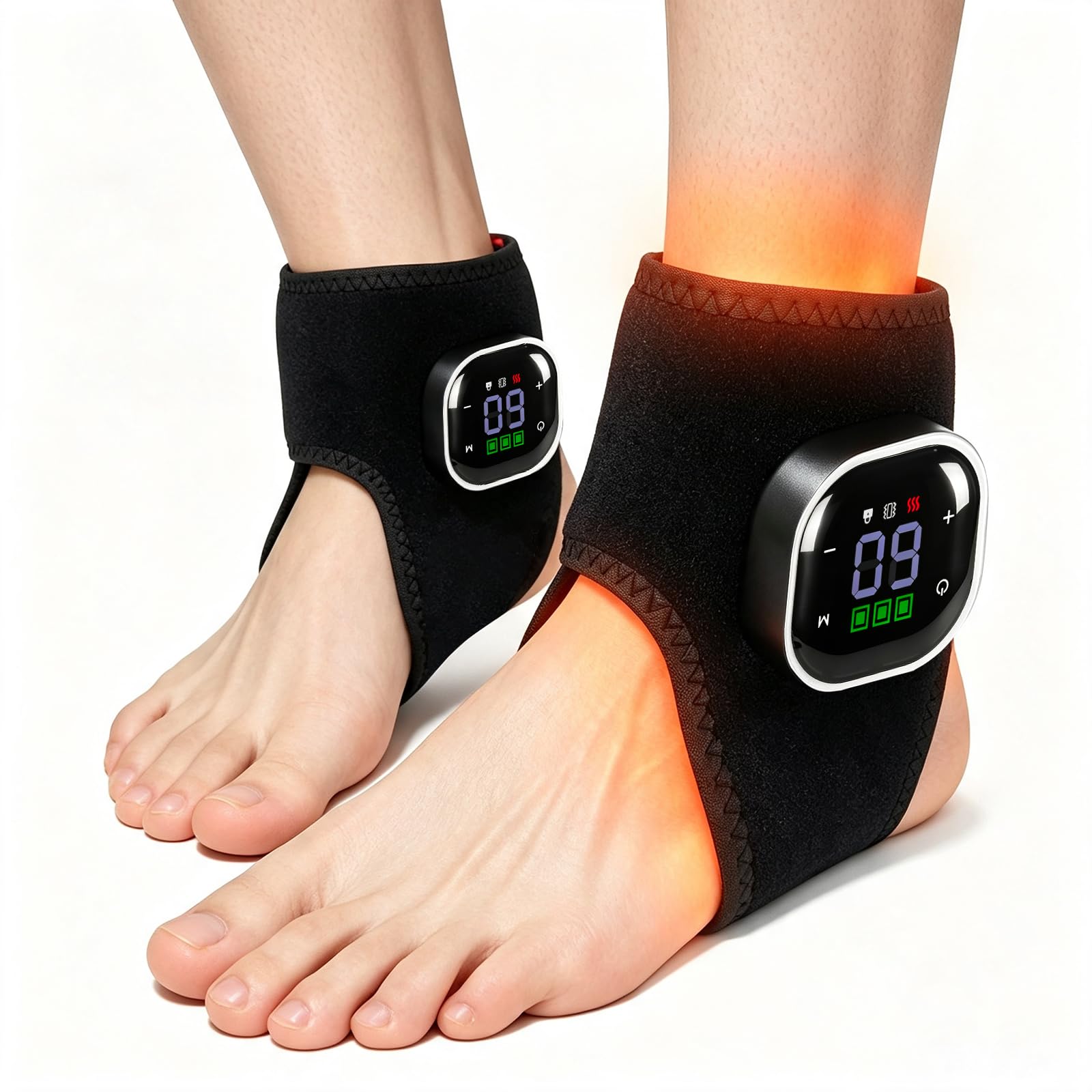 3-in-1 Fußmassagegerät Elektrische Kabellos mit 4 Kompression, 3 Heizstufen
