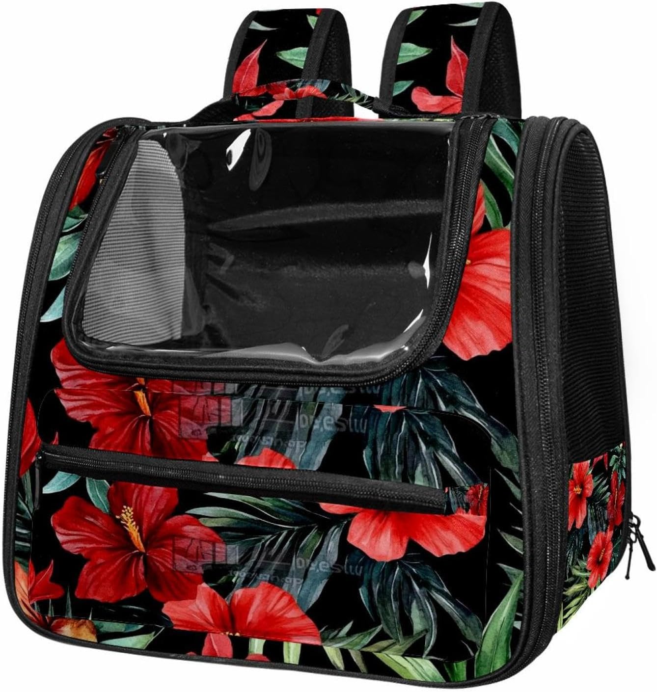 Floral Flower Red Roses Pet Carrier Airline Approved Soft Sided Portable Cozy Travel Pet Bag, Car Seat Safe Carrier for Cats and Dogs