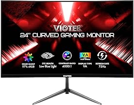VIOTEK NBV24CB2 24-Inch Curved Monitor, 75 Hz Full-HD Frameless Monitor for Home, Office & Gaming | VGA, HDMI, 3.5mm | Ada...