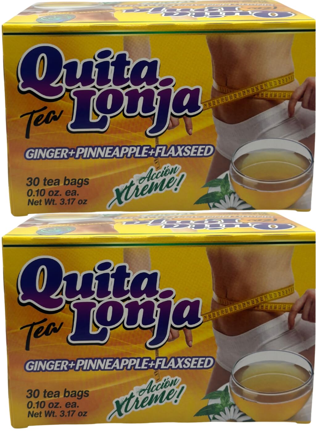 Quita Lonja Tea (2-pack) Jegibre + Piña 30 Bags (Accion Xtreme) BAJA PANZA