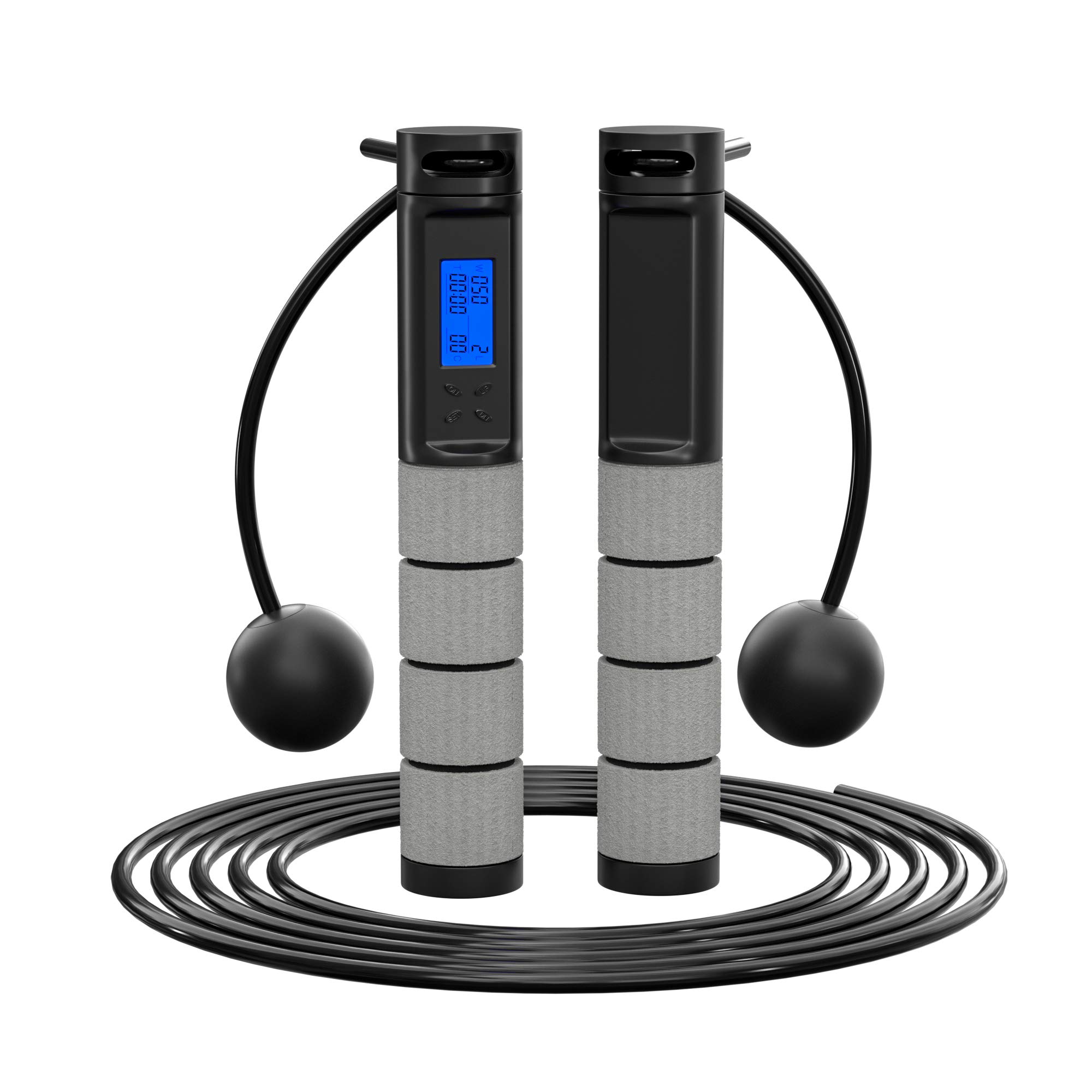 DOULLA Jump Rope with Counter, Weighted Cordless Jump Rope for Fitness, Digital Skipping Rope for Men, Women, Kids, Switchable Dual Mode Ropeless and Corded Jump Rope