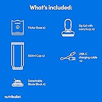 Vista 10 de nutribullet Batidora portátil Flex 22oz 2Pack NBPB30200AKAW, Negro y Blanco