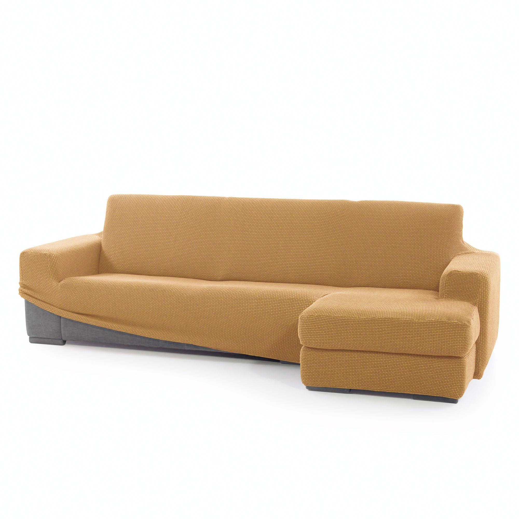 FAVERTI® Funda Super Elástica Chaise Longue Brazo Corto Derecho (Visto de Frente) | Modelo NOVELE | Amarillo | Protector de Calidad de Tejido Jacquard Tacto algodón OEKO-TEX STANDARD 100