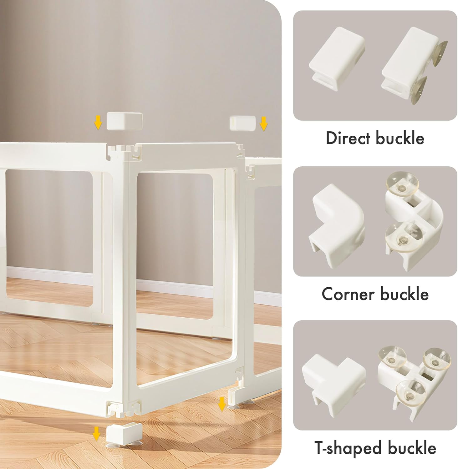 Acrylic Dog Playpen-Clear Dog Play Pen Indoor for Puppy-24”H Transparent Pet Fence for Small Animals with Easy Assembly,1door+1Panel White(2PCS)