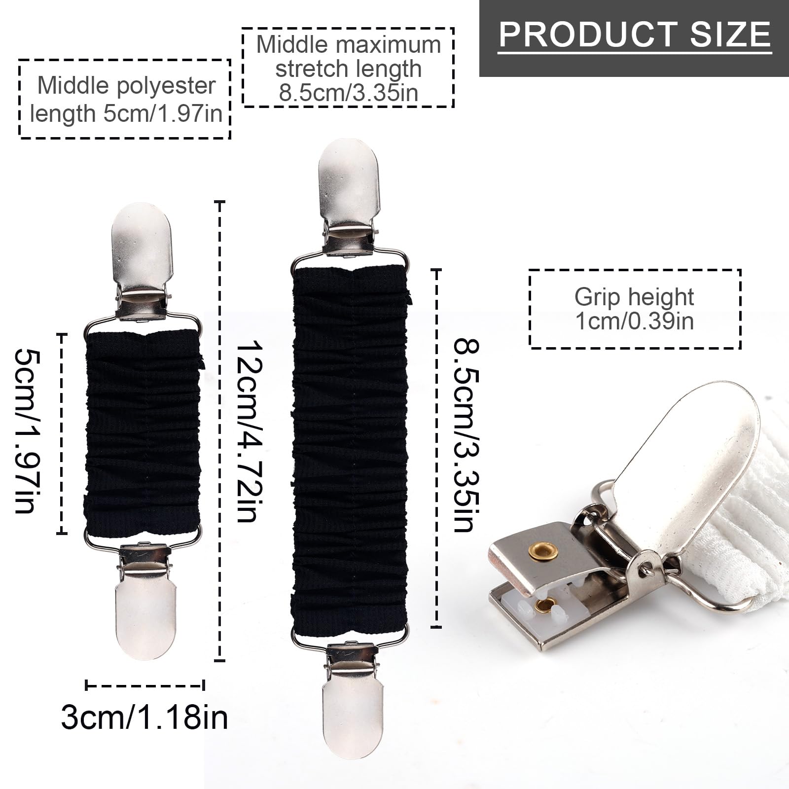 Mikovivi 4uds Pinzas para Vestido con Cincha Trasera, Cinturilla Elástica Ajustable de Poliéster con Clips para Mujer Que Ajusta la Ropa Vestidos y Suéteres Shawls (4 Colores)