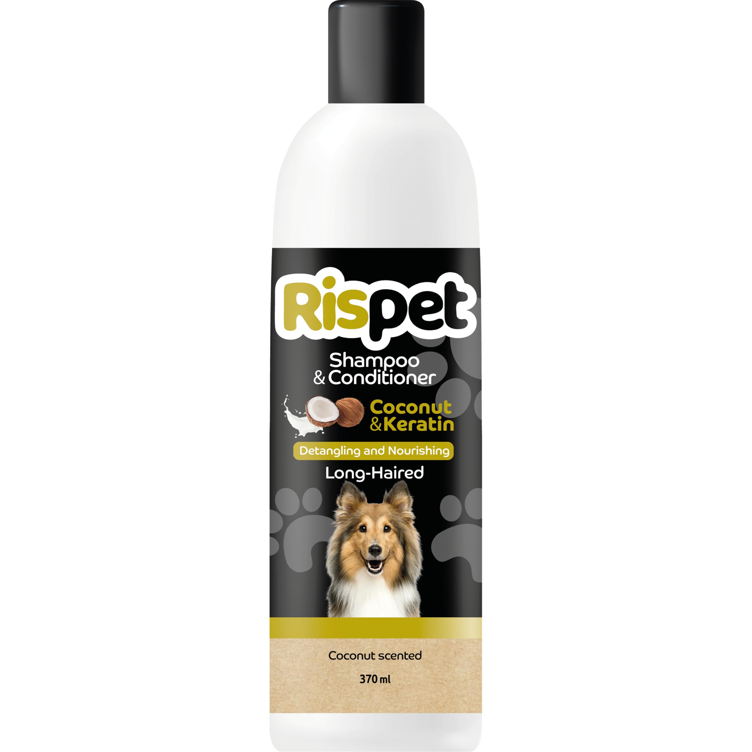 Shampoo e Balsamo Cocco e Cheratina, Detergente e Igienizzante per Cani e Animali a Pelo Lungo, Formula Delicata Senza Allergeni e pH Bilanciato, Profumazione al Cocco, 370ml