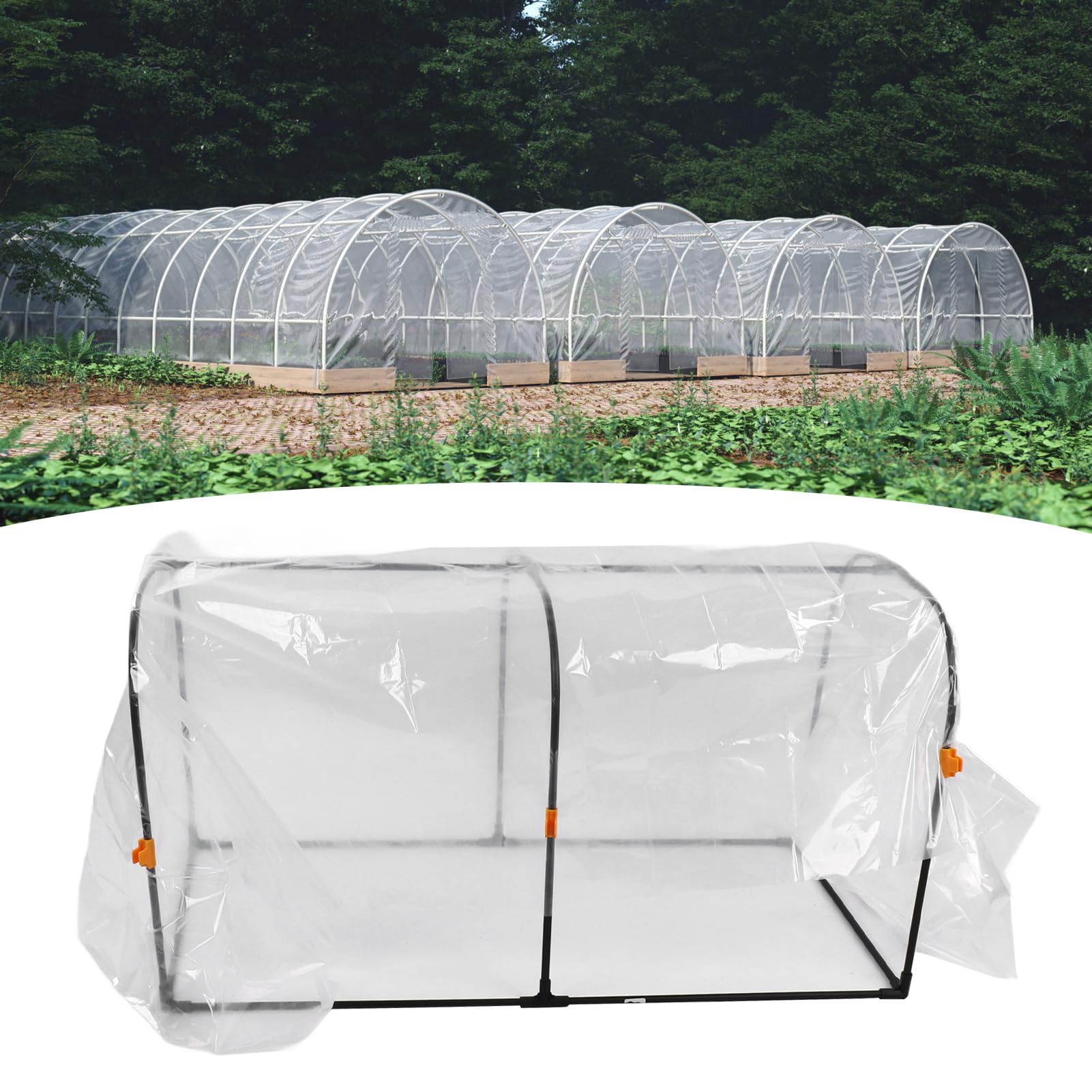 aqxreight Película de Invernadero de Plástico Transparente para Invierno 100x50x5555cm Kit de Invernadero de Jardín con Aros para la Cubierta de la Planta
