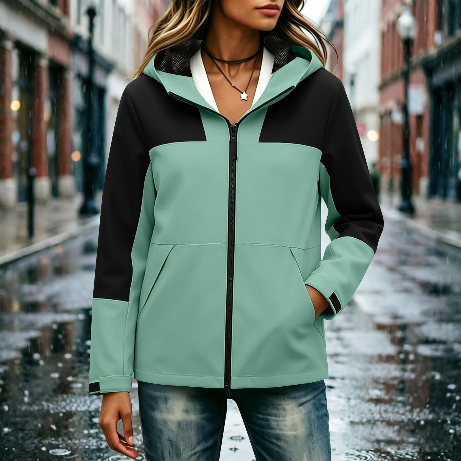 Giacca impermeabile da donna, elegante, per avventure all'aria aperta | Giacca funzionale, traspirante, impermeabile, antivento, per l'autunno, per le mezze stagioni, elegante e sportiva, foderata