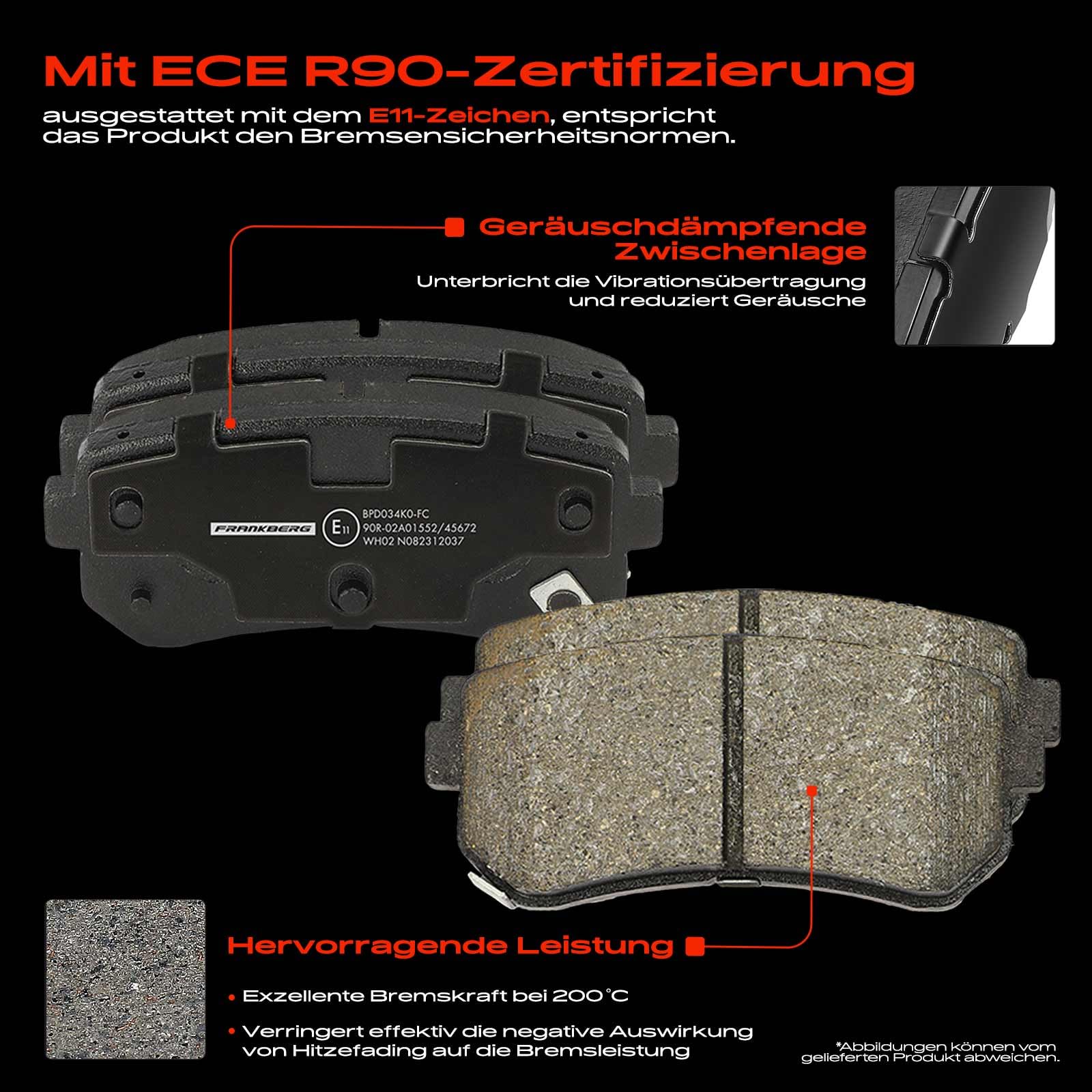 Frankberg 2x Bremsscheiben + 4x Bremsbeläge Hinten 583021HA10, 58302D7A00 | Kompatibel mit Sportage SL, Pro Cee'D ED, Cee'D SW ED, iX35 EL ELH LM, Cee'D Hatchback ED, i30 FD, i30 Kombi FD