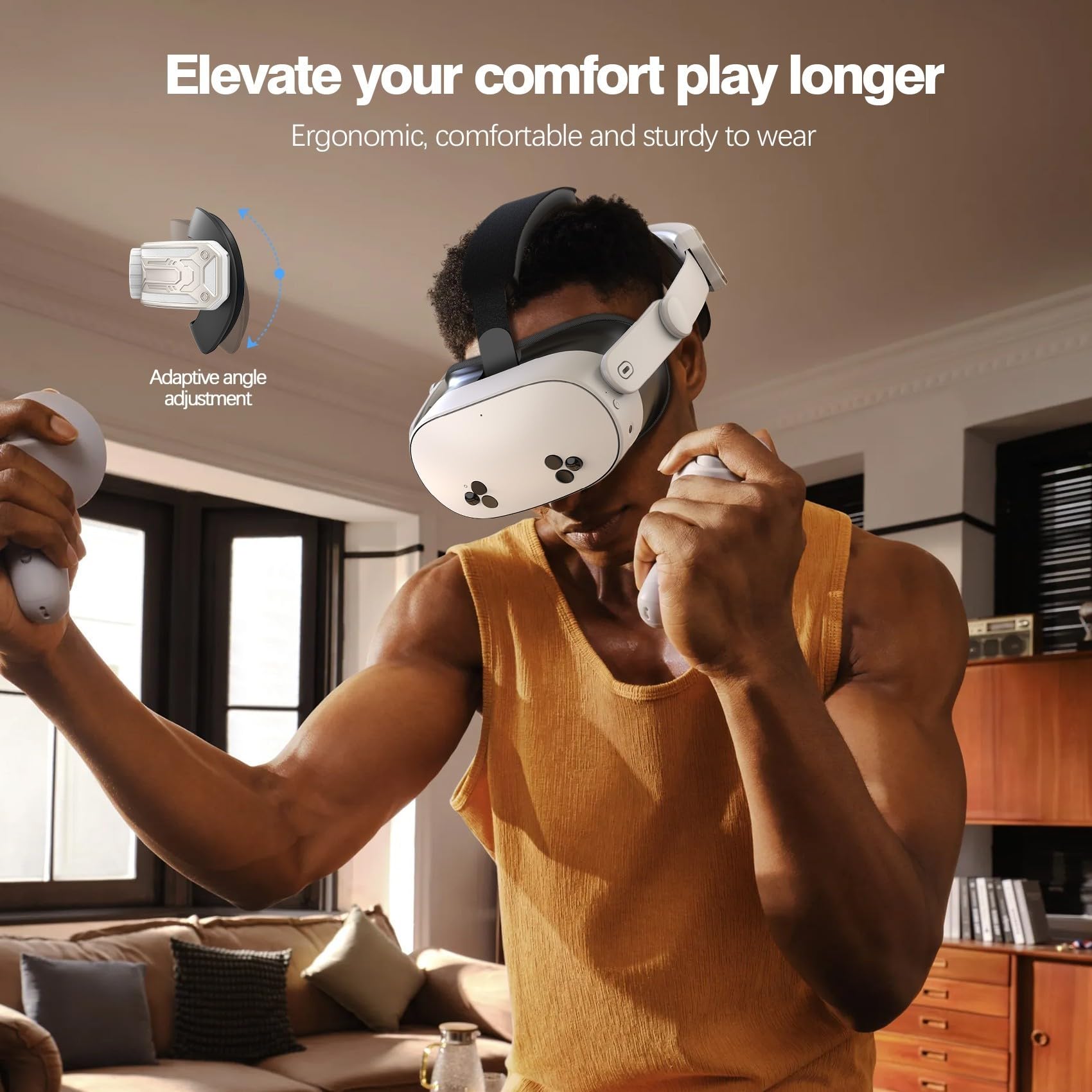 Sangle de tête réglable élégante et fonctionnelle compatible avec le système de jeu Meta Quest3S VR (doré)