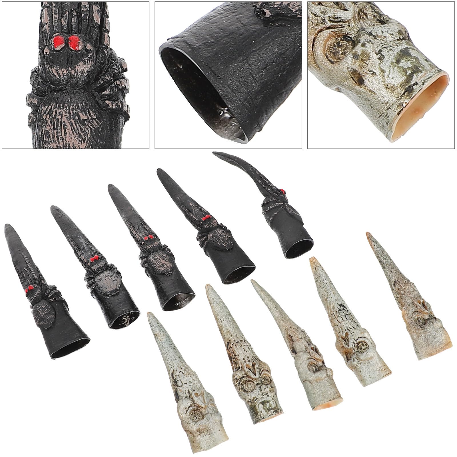 Abaodam 80 Pezzi Set di Unghie Finte in Vinile per Halloween Artigli Spaventosi, Leggere e Facili da Indossare, Perfette per Feste a Tema Horror e Cosplay