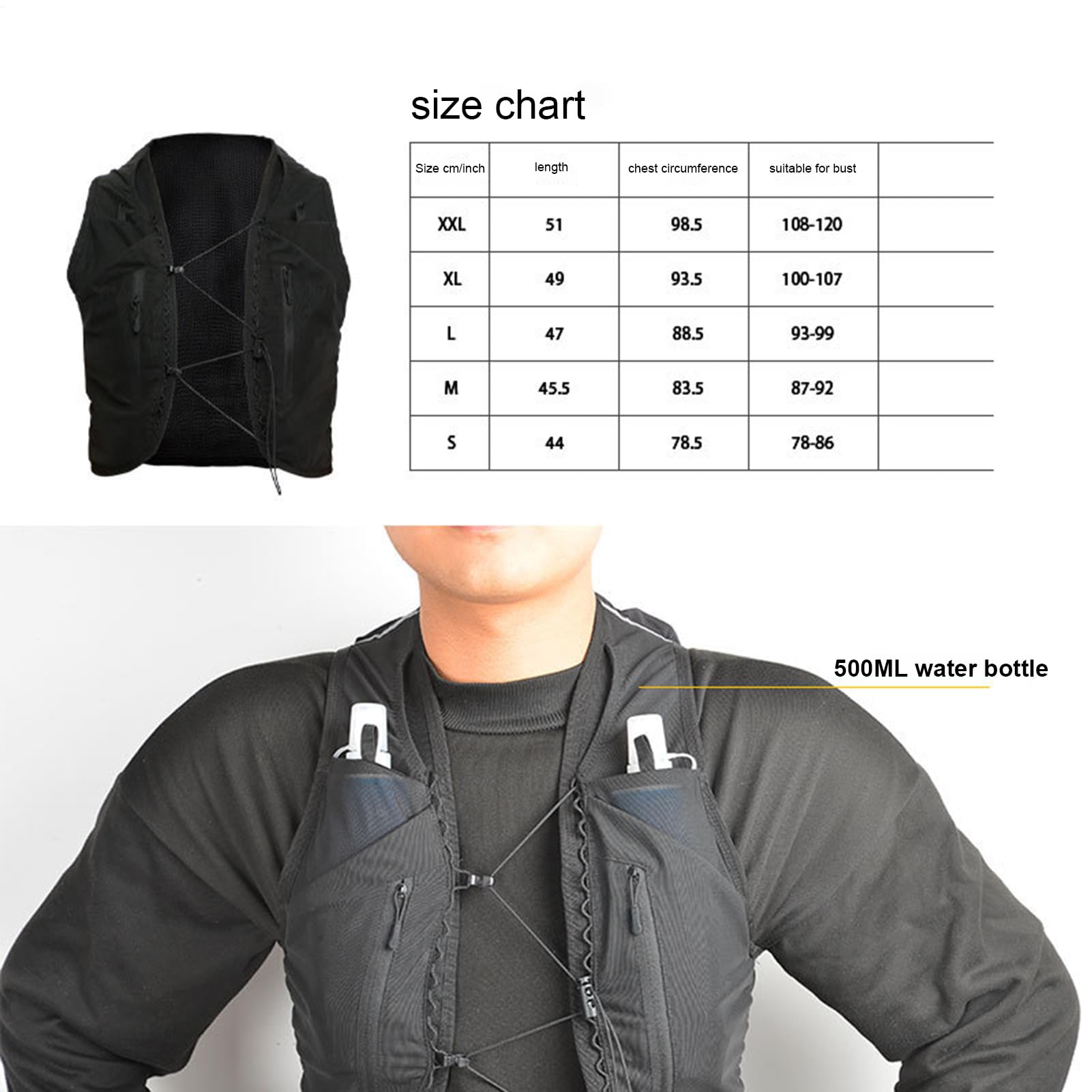 Lauf-Brusttasche, Outdoor-Fitness-Weste, Tasche, atmungsaktive Sportbrust | für Damen und Herren, Outdoor-Laufweste für Workout, Radfahren, Wandern