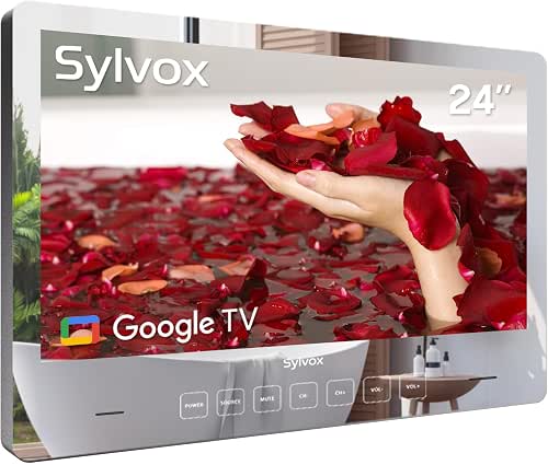 SYLVOX 24'' Smart TV, 12volt Bathroom Magic Mirror, IP66 Waterproof