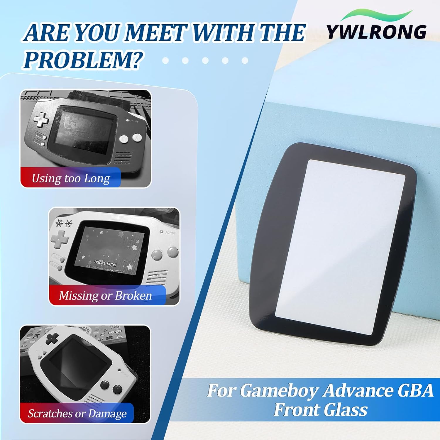 2PCS Front Glass for Gameboy Advance GBA System Protective Screen Lens Case Cover Glass Panel Screen Lens Front Display Replacement with Tools(Black) image 2