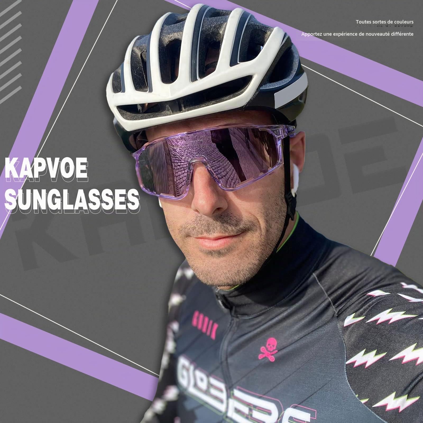 KAPVOE Lunette de Cyclisme Photochromique TR90 UV400 Homme Femme Vélo