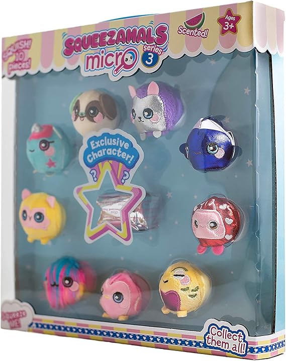 Squeezamals SQ00956 Mystery Black Box Collector Pack, 6 Exclusive Characters
