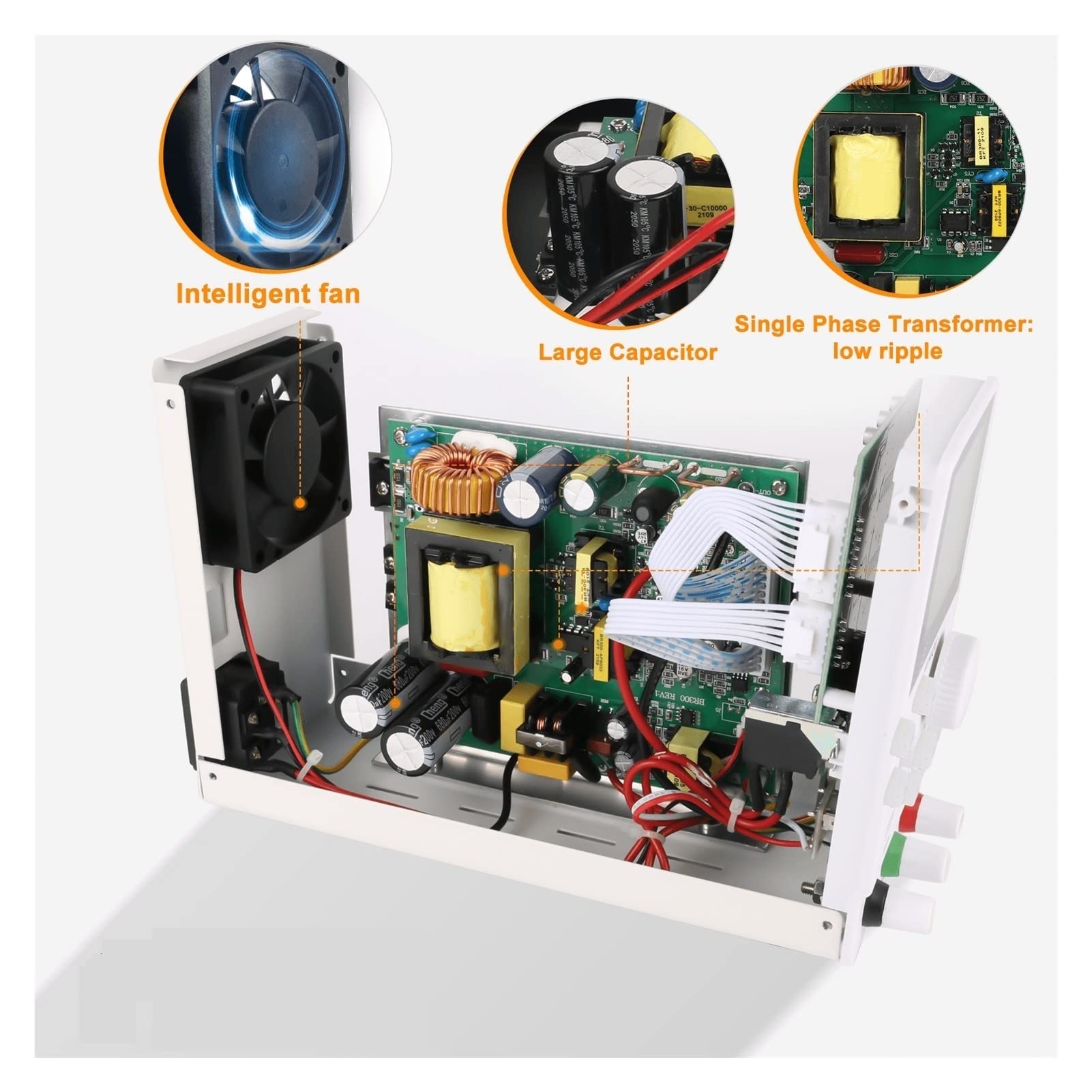 Alimentatore da Banco DC Power Supply Lab Funzione di memoria programmabile regolabile Banco alimentazione STABILITORE STUNDATORE DI TENSIONE(Noir,120V 3A)