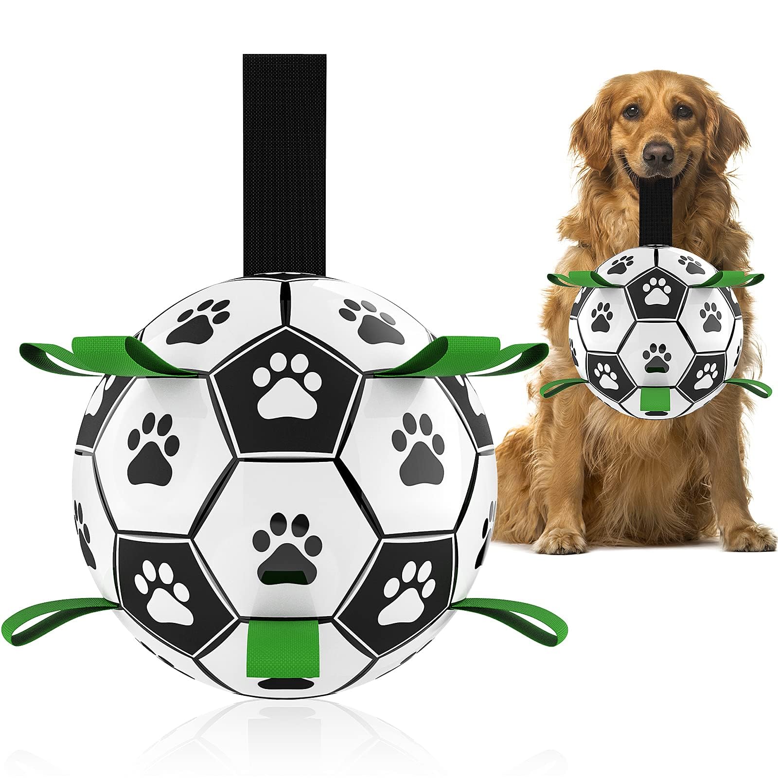 HETOO Interactive Dog Football Toys with Grab Tabs, Durable Dog Water Balls for Small Medium Breed, Indoor & Outdoor (8 Inch)Carbonfree Certified