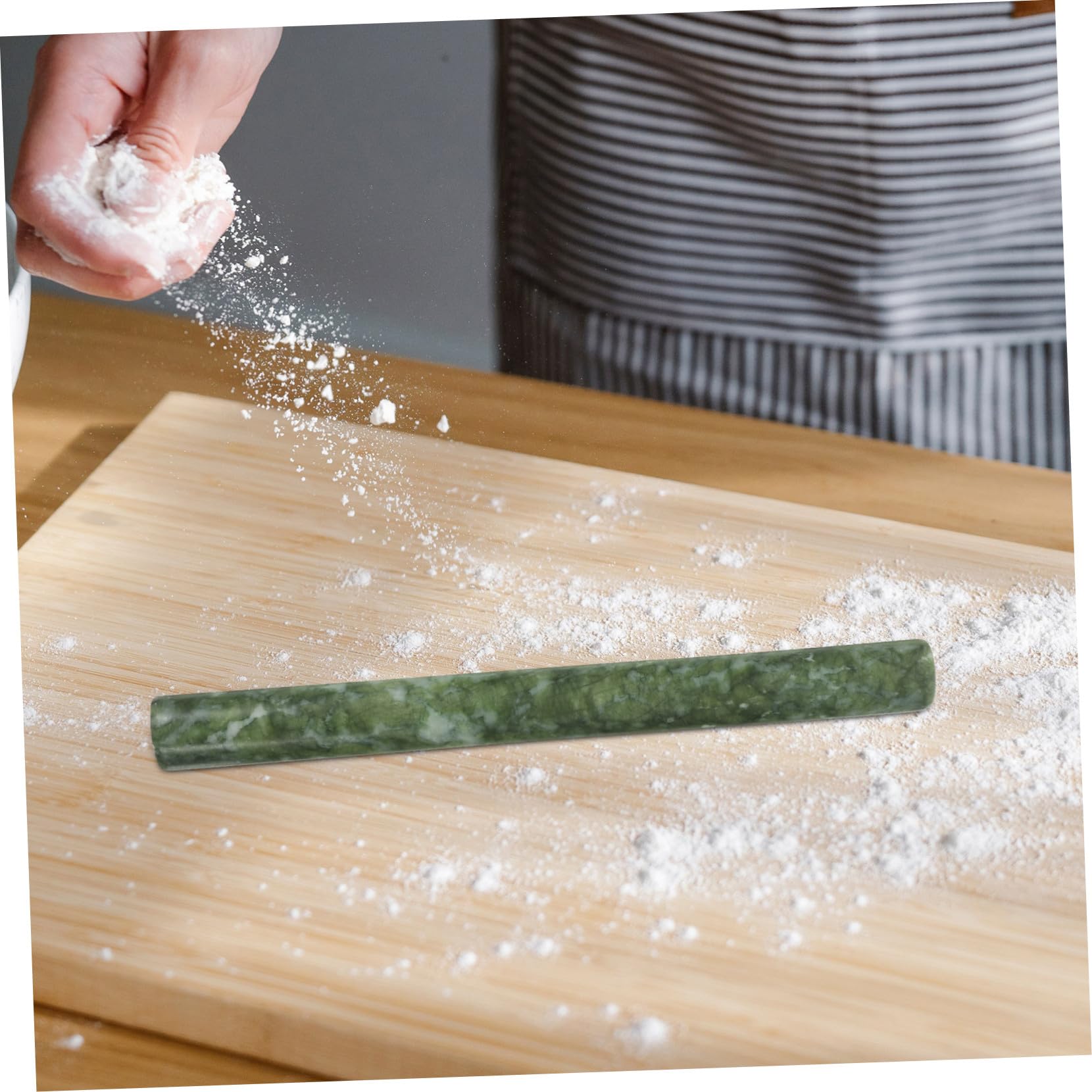 Rodillos de Jade Auténtico para Amasar 2 Piezas Mango Antiadherente, Material Resistente y Diseño Adecuado para Pasta y Envolturas de Dumplings