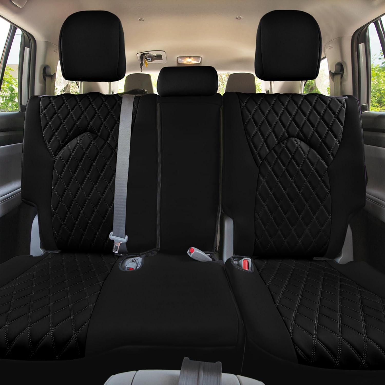 WYLF Custom Fit Seat Covers for 2020-2024 Toyota Highlander, Second Row Split Bench Seat Cover for Toyota Highlander 2020 2021 2022 2023 2024, Black 8 Seater SUV Seat Covers, Toyota Accessories
