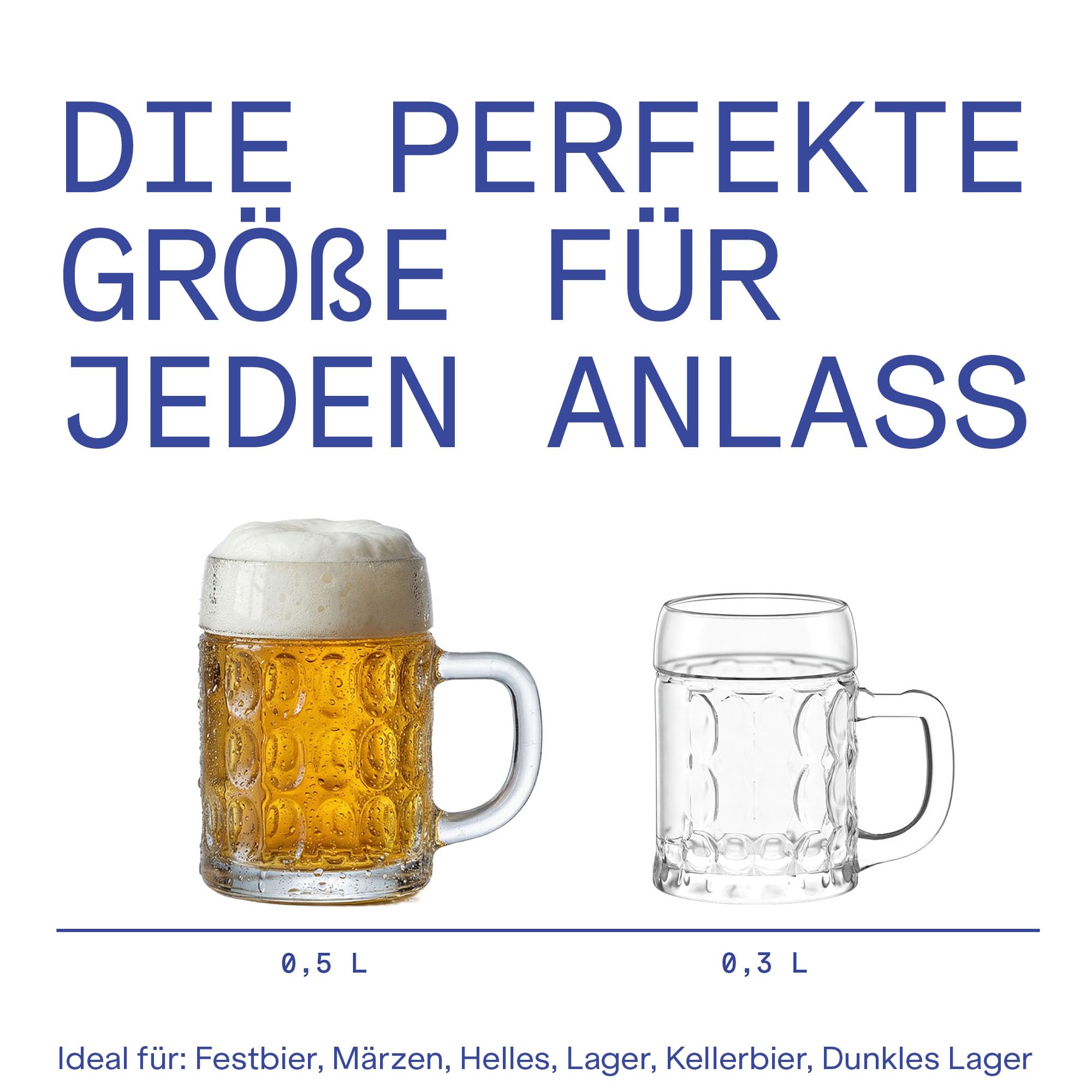 Oberglas Kaiser Bierkrüge Soda-Lime-Glas 500 ml, 6er-Set