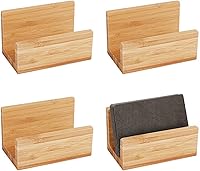 Vista 1 de OLYCRAFT Soporte para tarjetas de visita de escritorio de madera de bambú para escritorio, soporte de tarjetas de visita de bambú natural para mesas