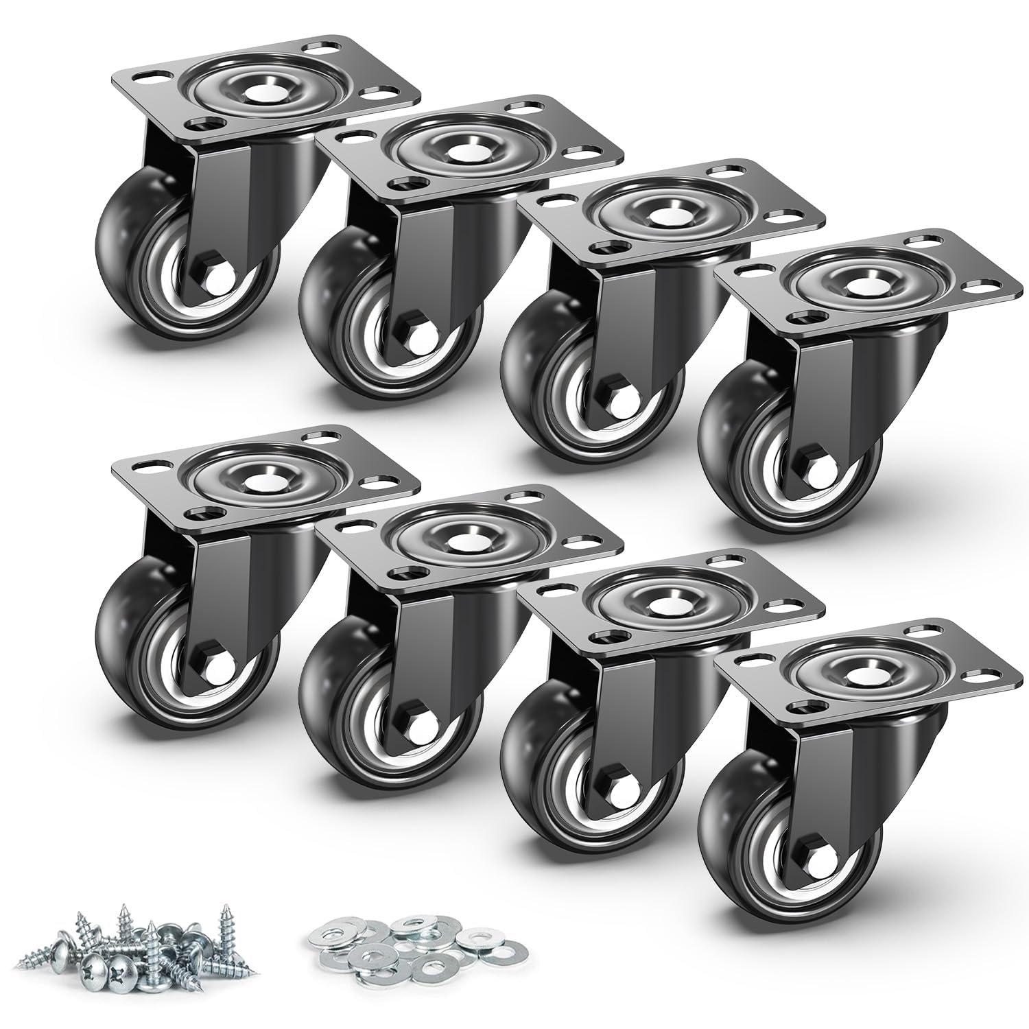 50mm Mobili Ruote per carrelli Senza Freno - Totale capacità 500kg - Scorrevole & Silenzioso Ruote - per carichi Pesanti Ruote per Mobili (Set di 8)